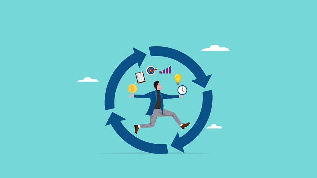 vector of man juggling habits
