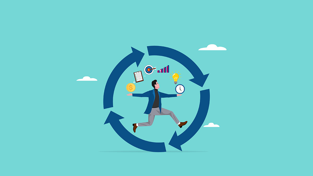 vector of man juggling habits